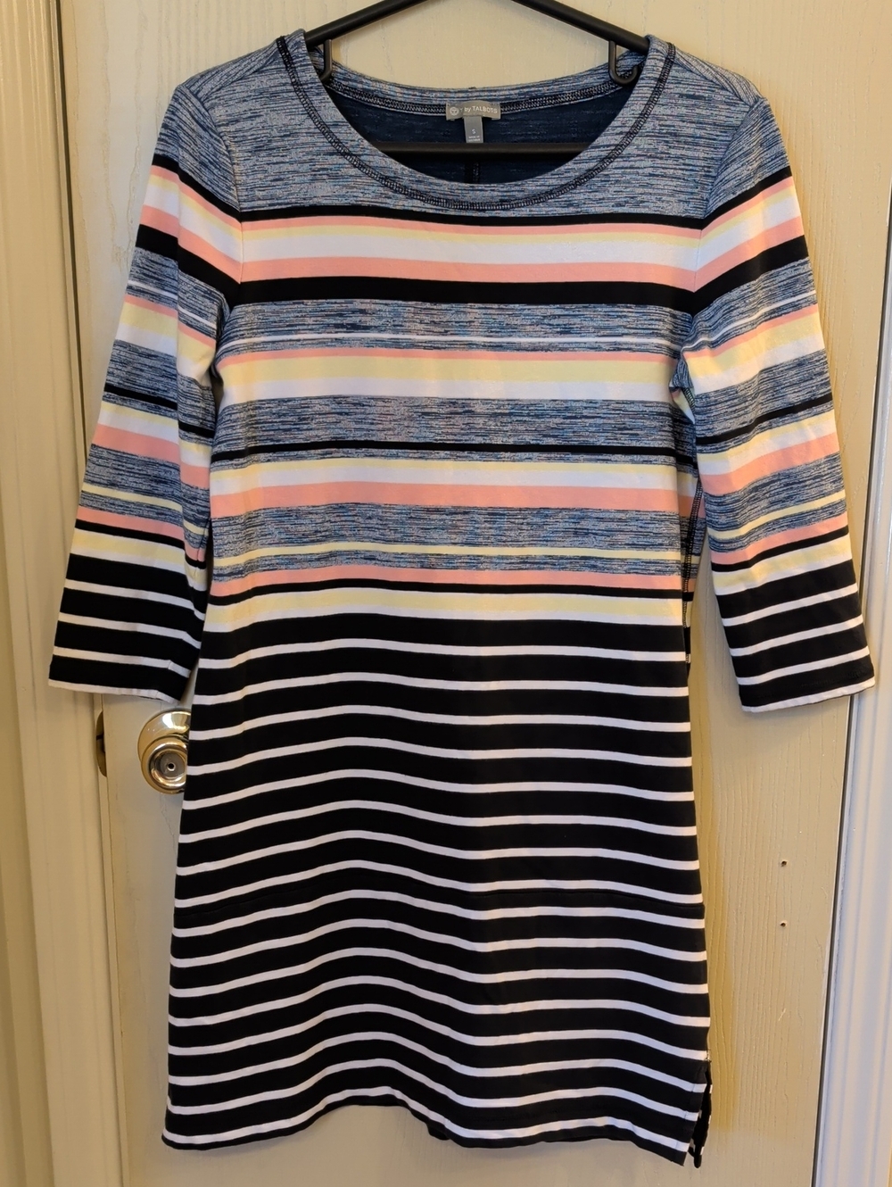 T by Talbots Striped Jersey Knit Tunic Dress | Size Small | Cotton Blend